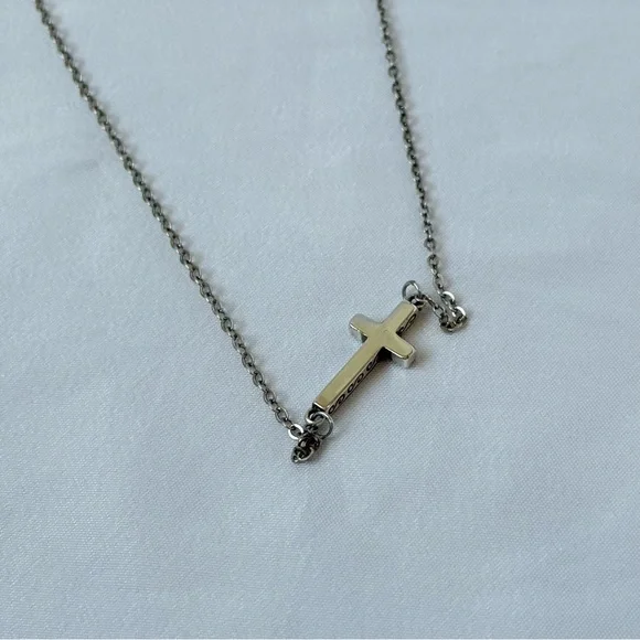 Retired Brighton “Starry Night” Elegant Silver Cross Necklace - Picture 2 of 3